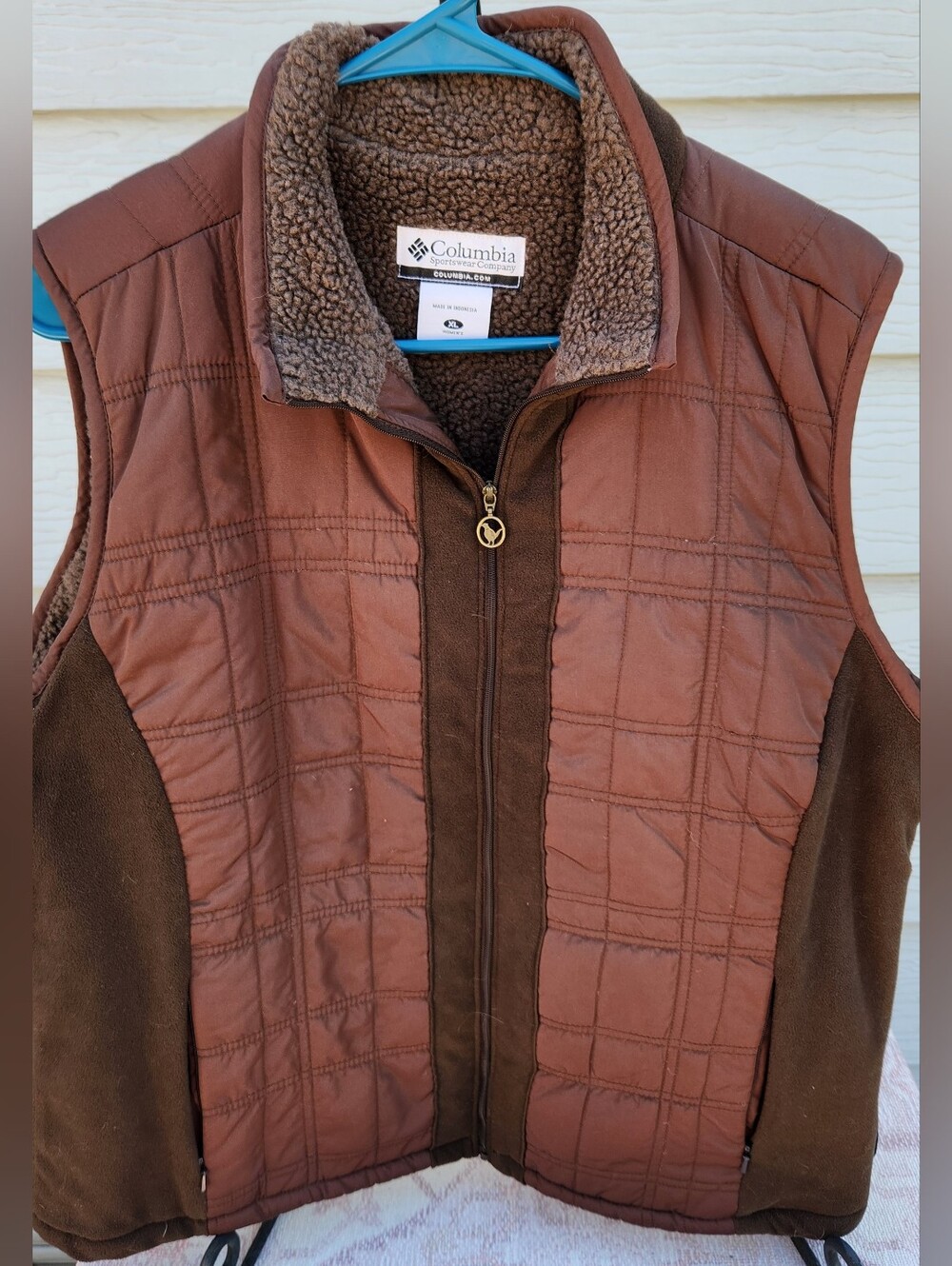 Columbia Sportswear Vest Women' XL Brown Quilted Sherpa-Lined Vest
